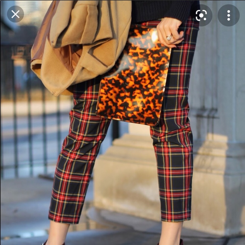 Joe Fresh Red and Black Plaid Trousers